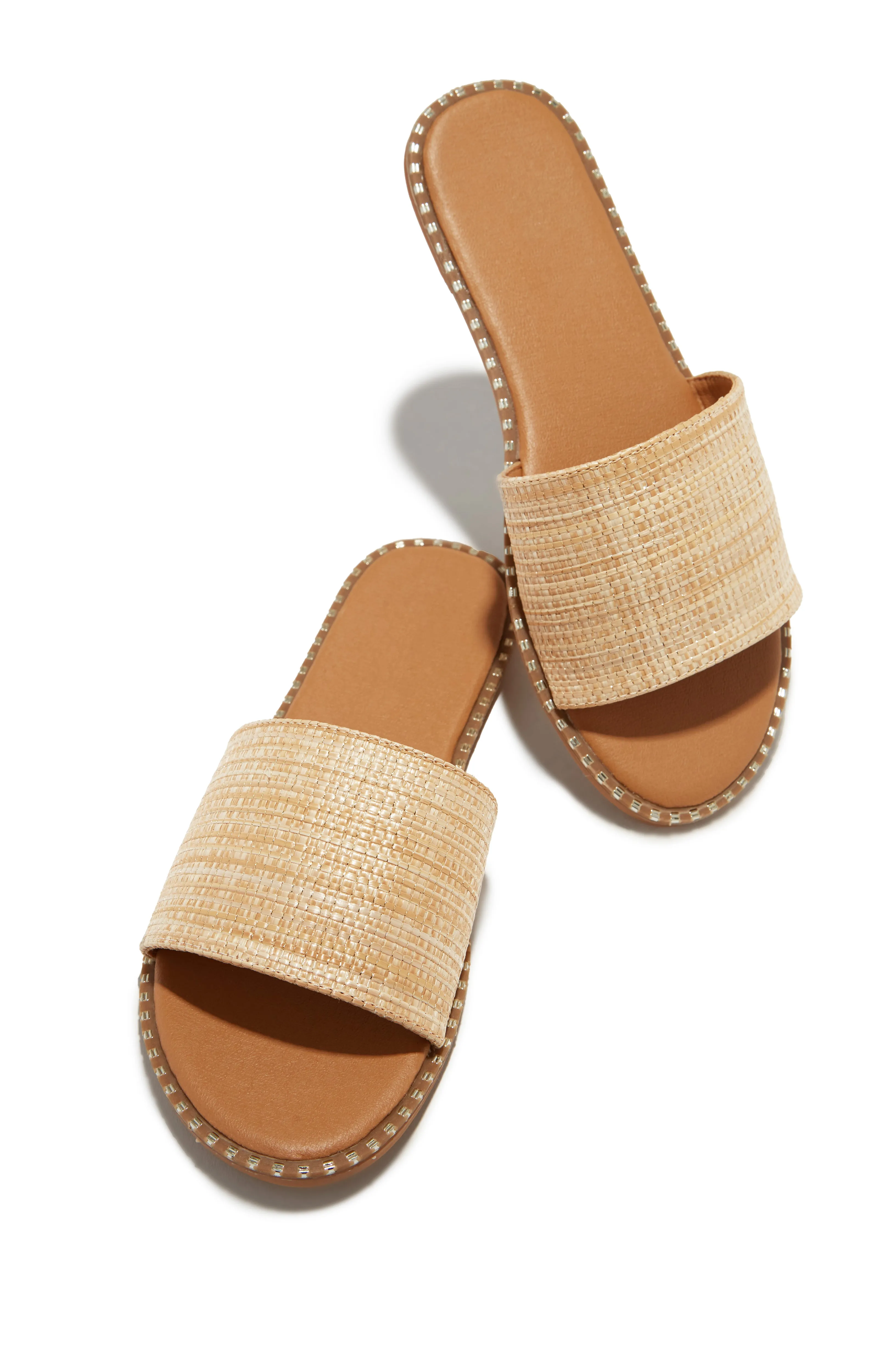 Exotic Summer Slip On Sandals - Natural