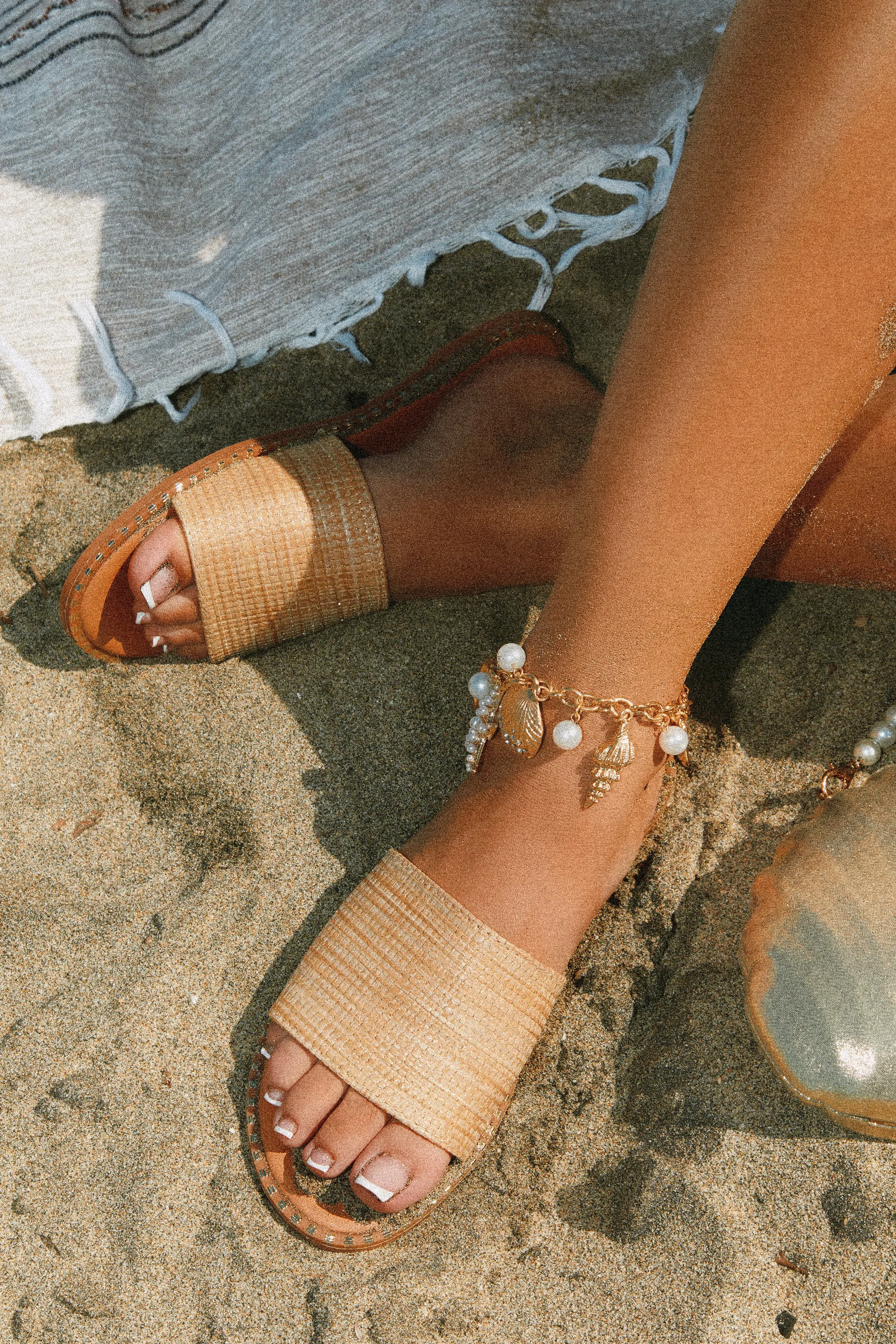 Exotic Summer Slip On Sandals - Natural