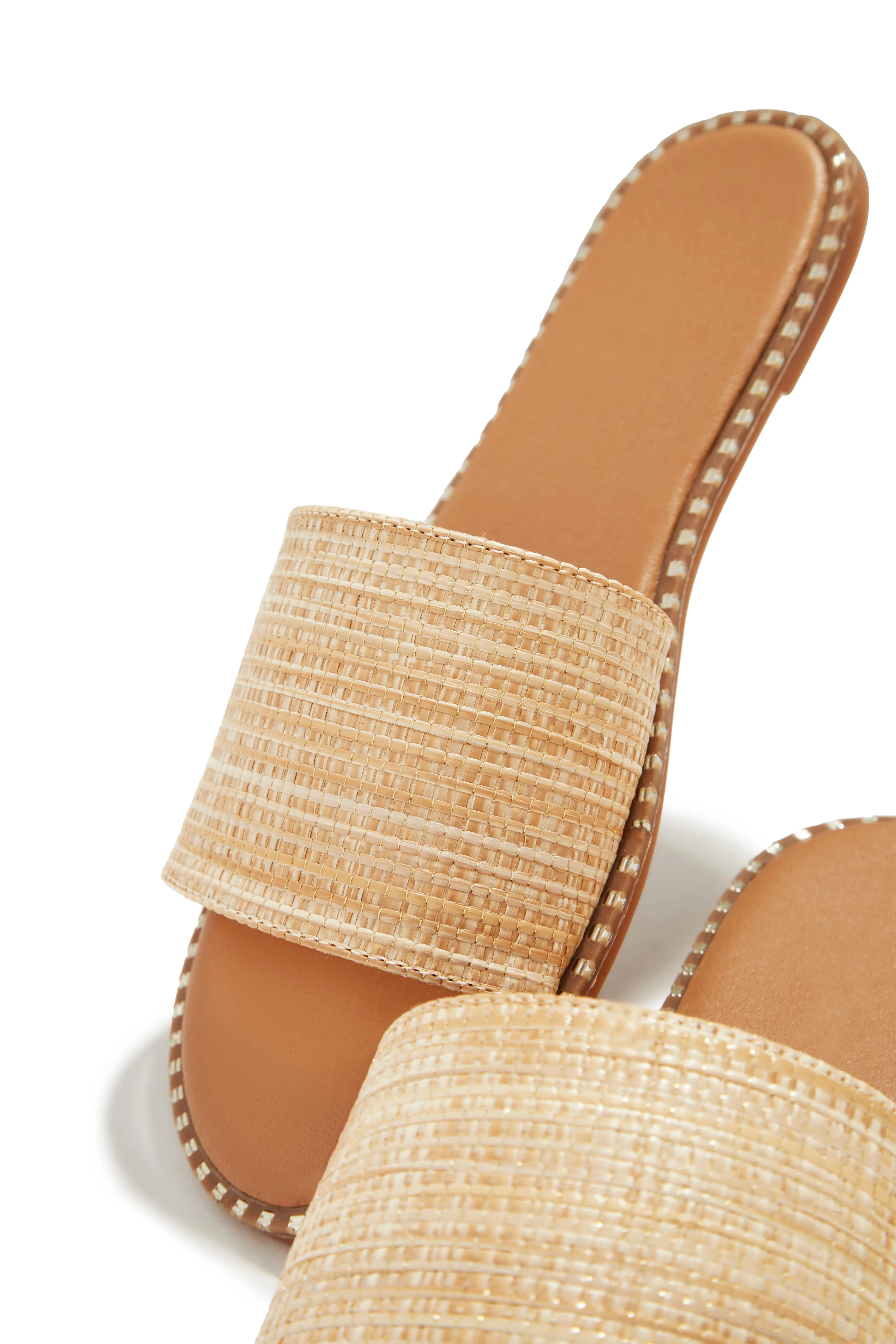 Exotic Summer Slip On Sandals - Natural