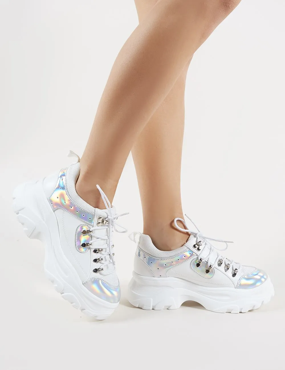 Funk Chunky Trainers in White and Silver