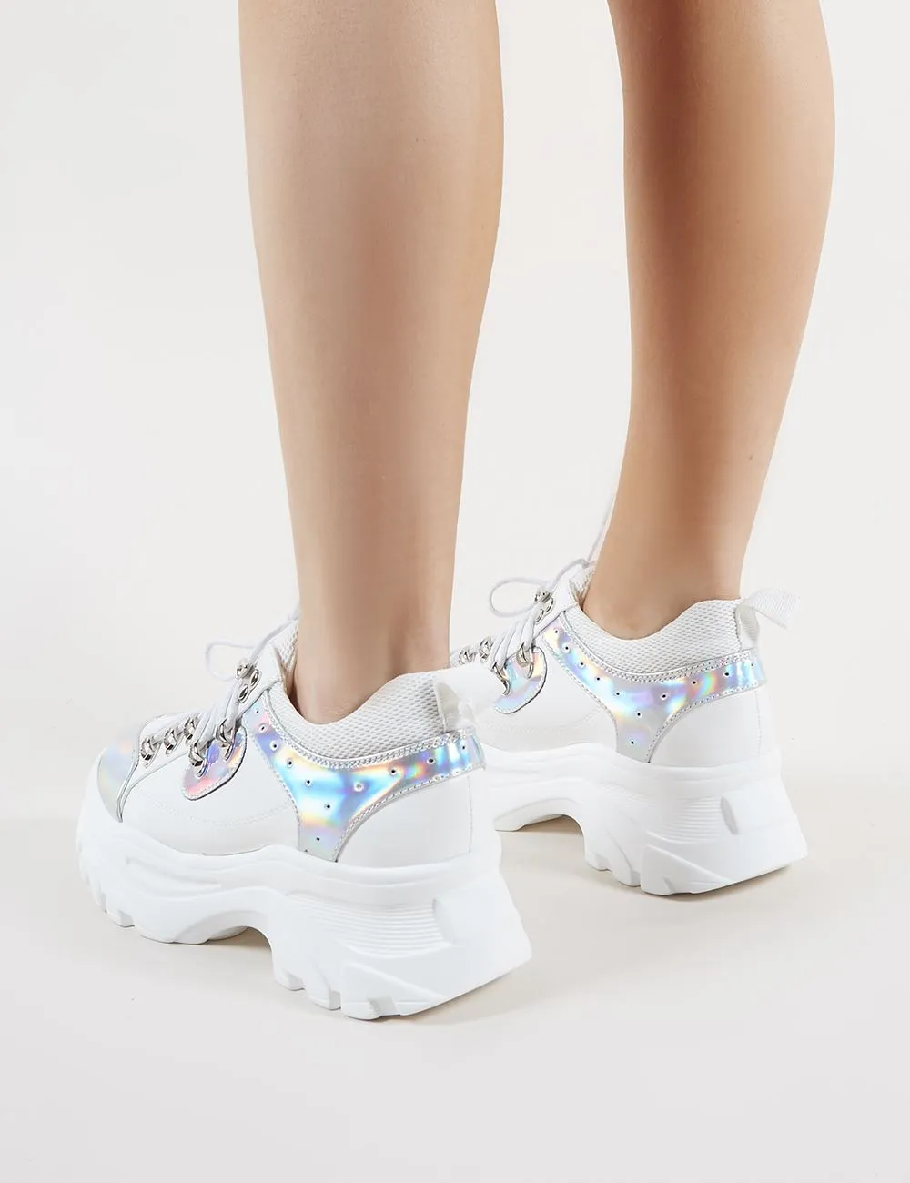 Funk Chunky Trainers in White and Silver