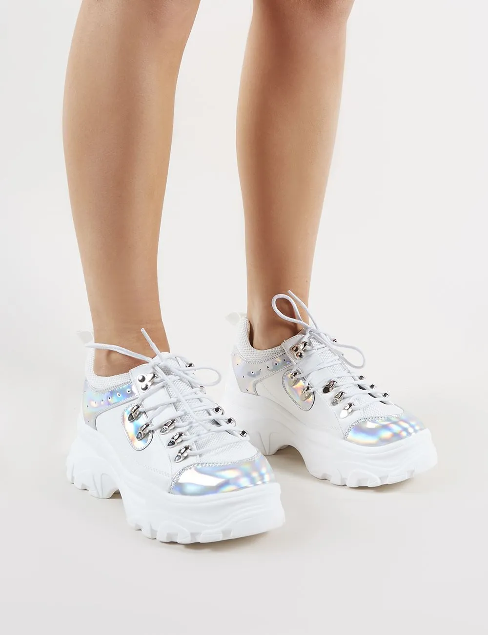 Funk Chunky Trainers in White and Silver