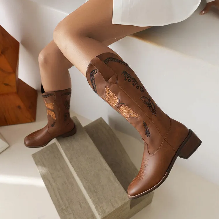 Gardenia Embroidery Cowboy Boots