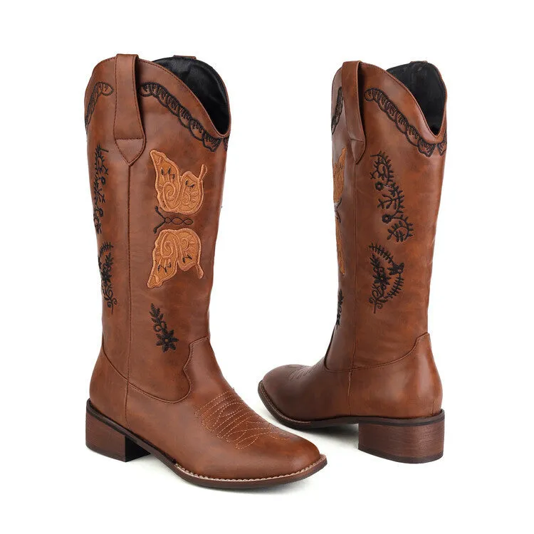 Gardenia Embroidery Cowboy Boots