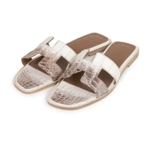 Hermes Oran Sandals Himalaya Niloticus Crocodile 37