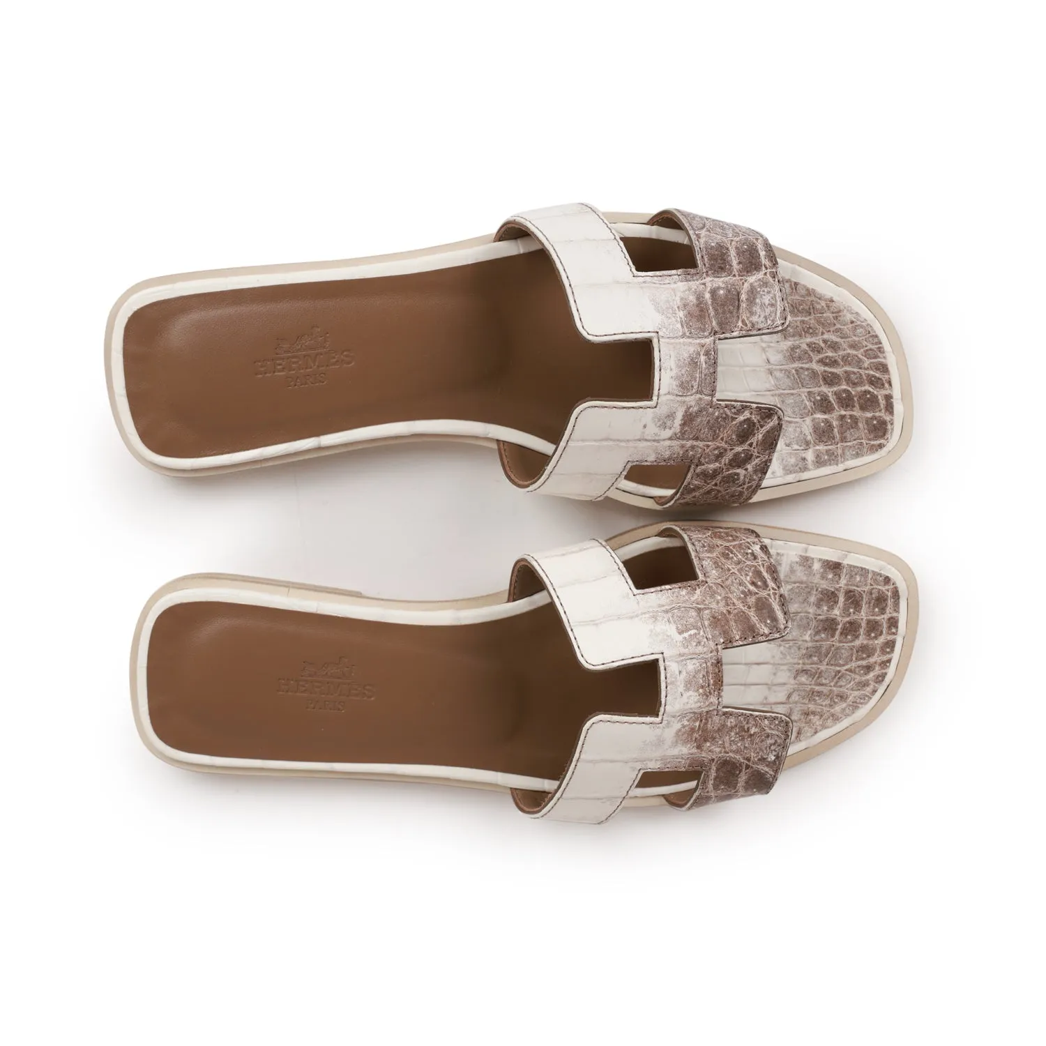 Hermes Oran Sandals Himalaya Niloticus Crocodile 37