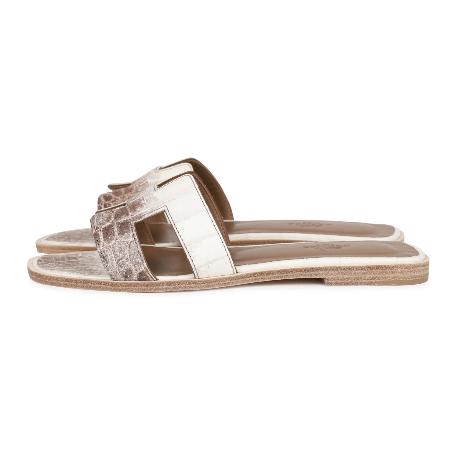 Hermes Oran Sandals Himalaya Niloticus Crocodile 37