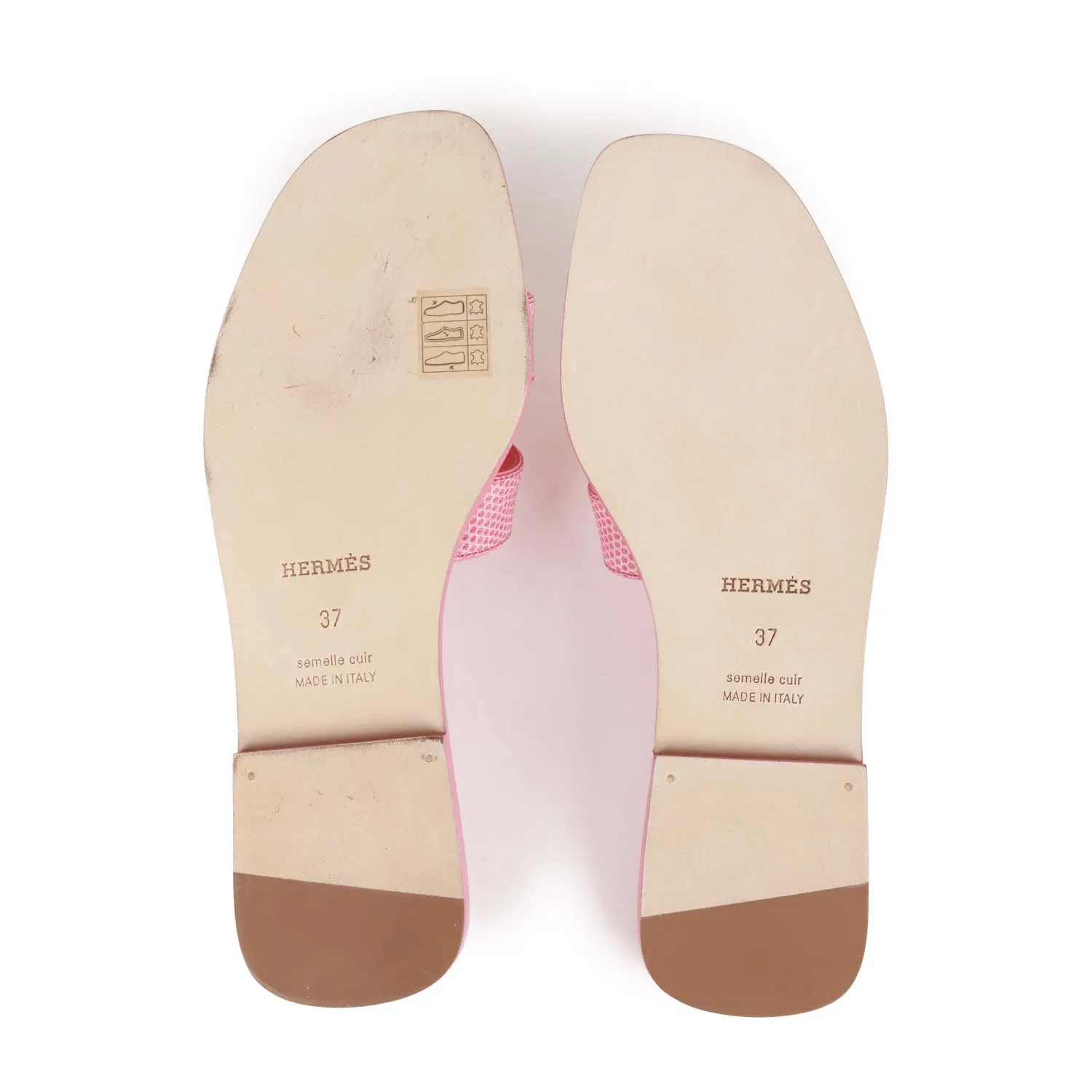 Hermes Oran Sandals Rose Jaipur Lizard 37