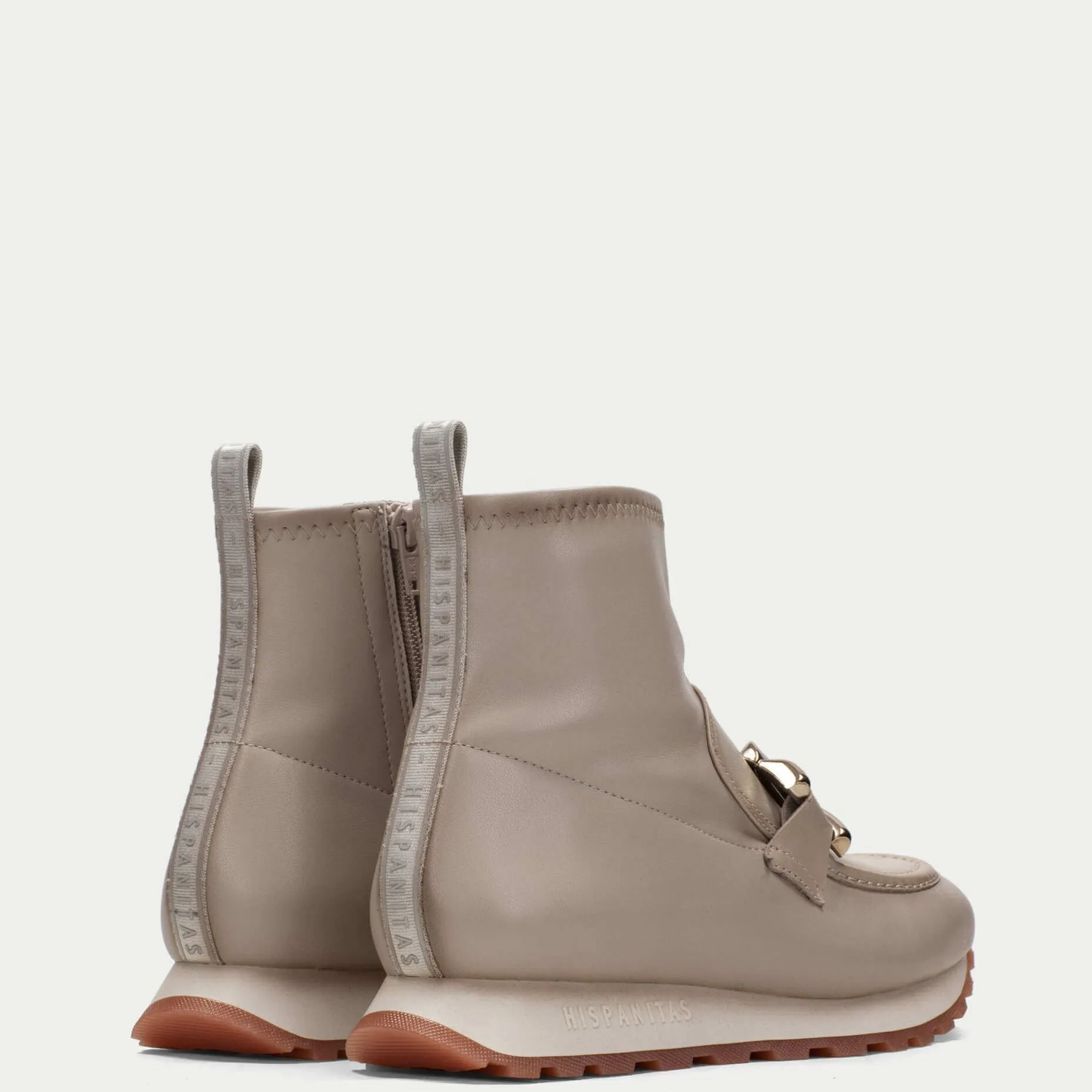 Hispanitas Beige Leather Sneaker Boots