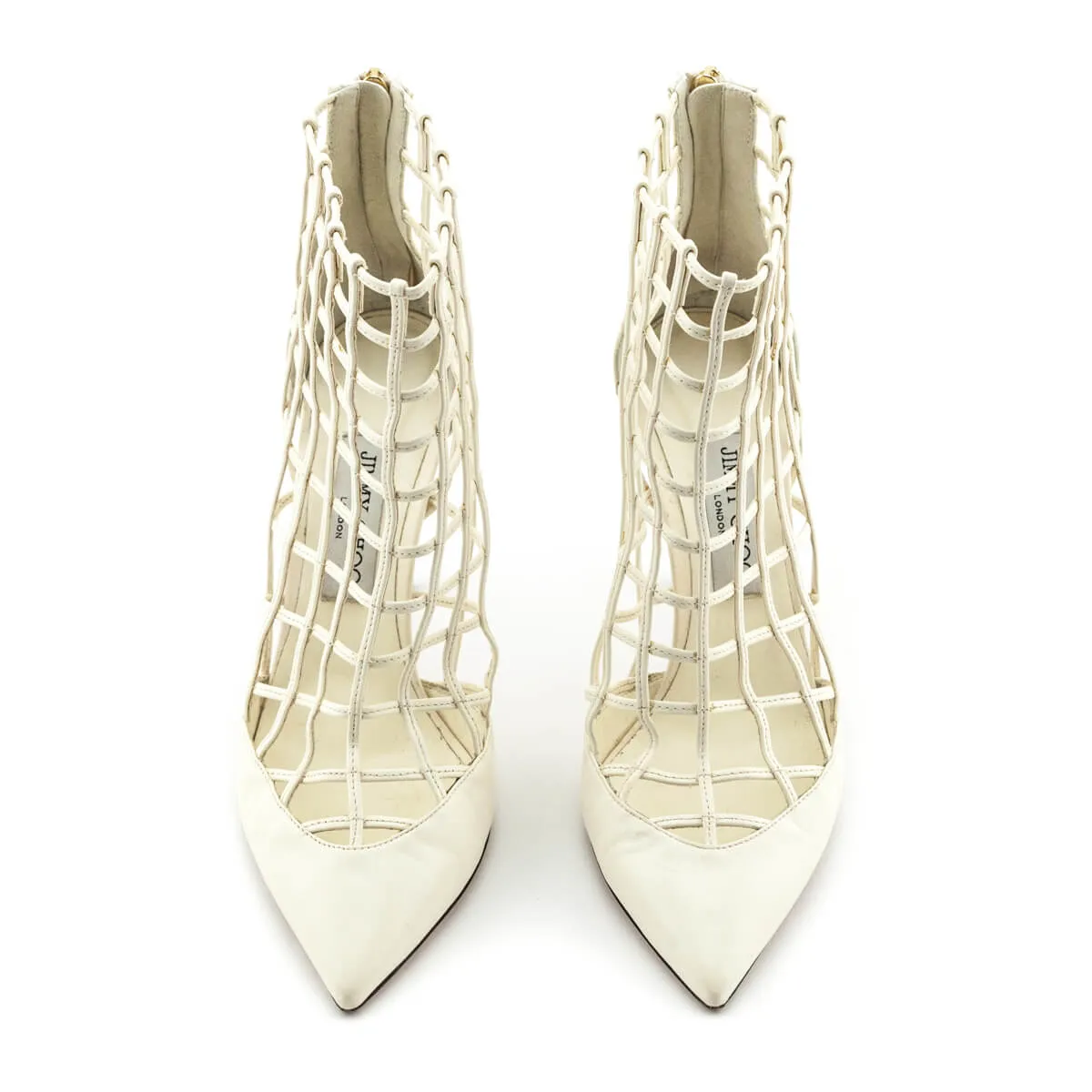 Jimmy Choo White Leather Cage Pumps Size 9 | EU 39