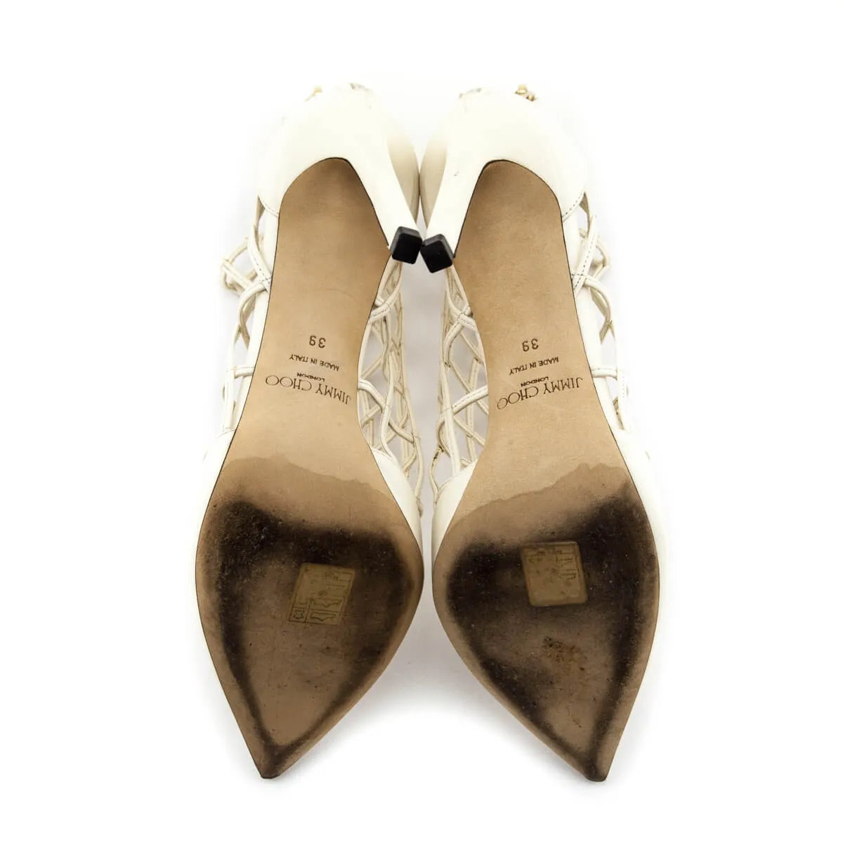 Jimmy Choo White Leather Cage Pumps Size 9 | EU 39