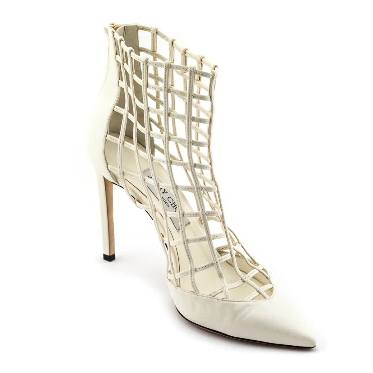 Jimmy Choo White Leather Cage Pumps Size 9 | EU 39