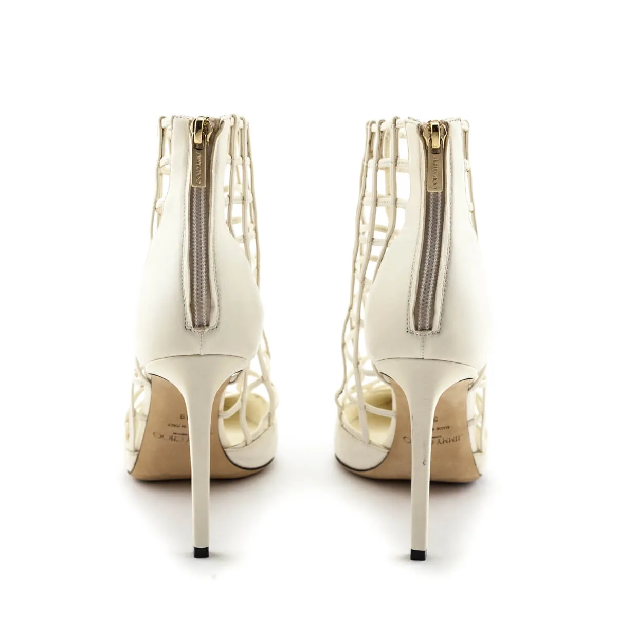 Jimmy Choo White Leather Cage Pumps Size 9 | EU 39