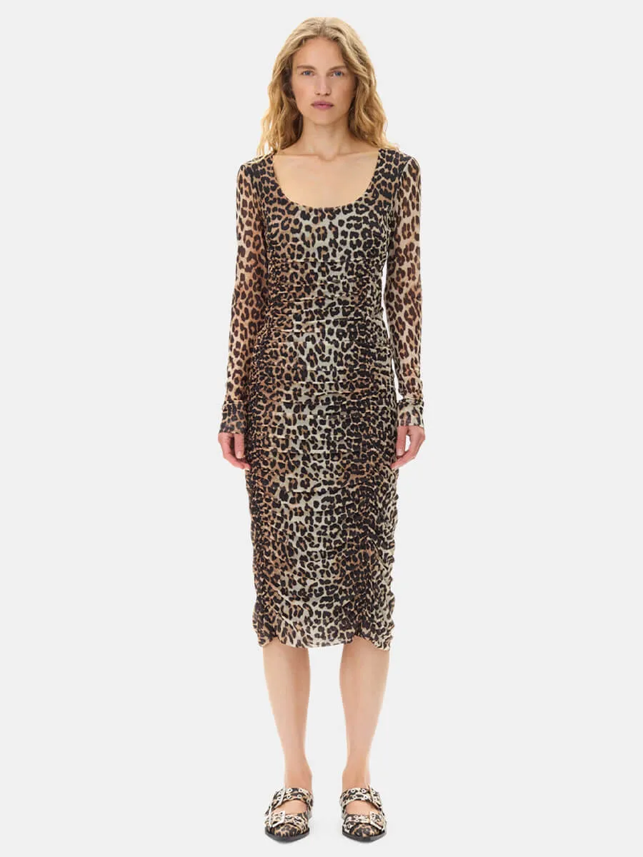 Leopard Satin Feminine Buckle Ballerinas