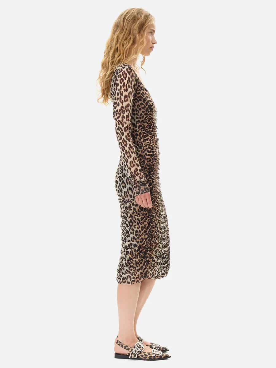Leopard Satin Feminine Buckle Ballerinas