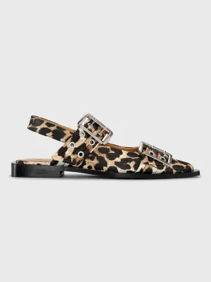 Leopard Satin Feminine Buckle Ballerinas