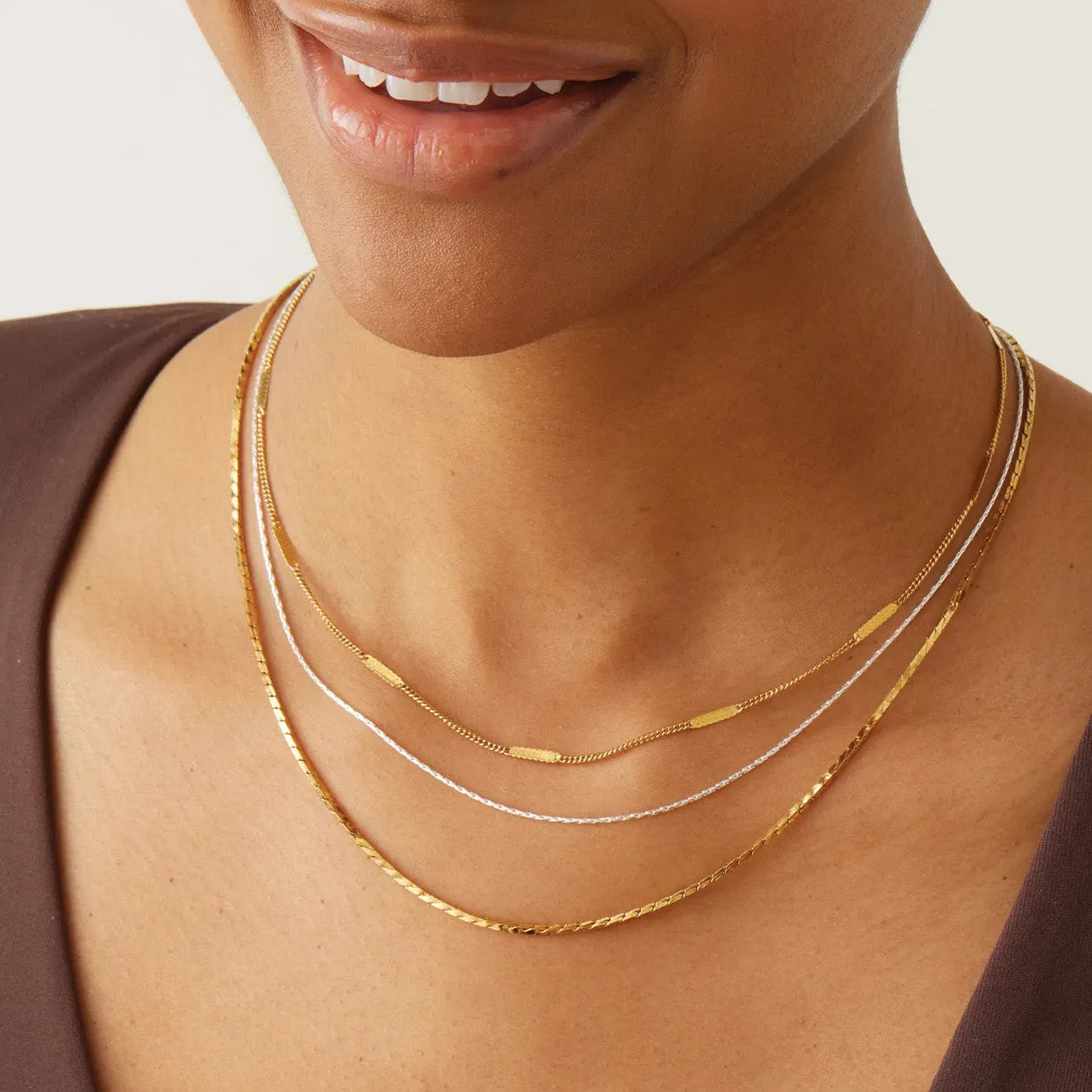 Lido Triple Strand Necklace (Two-Tone)