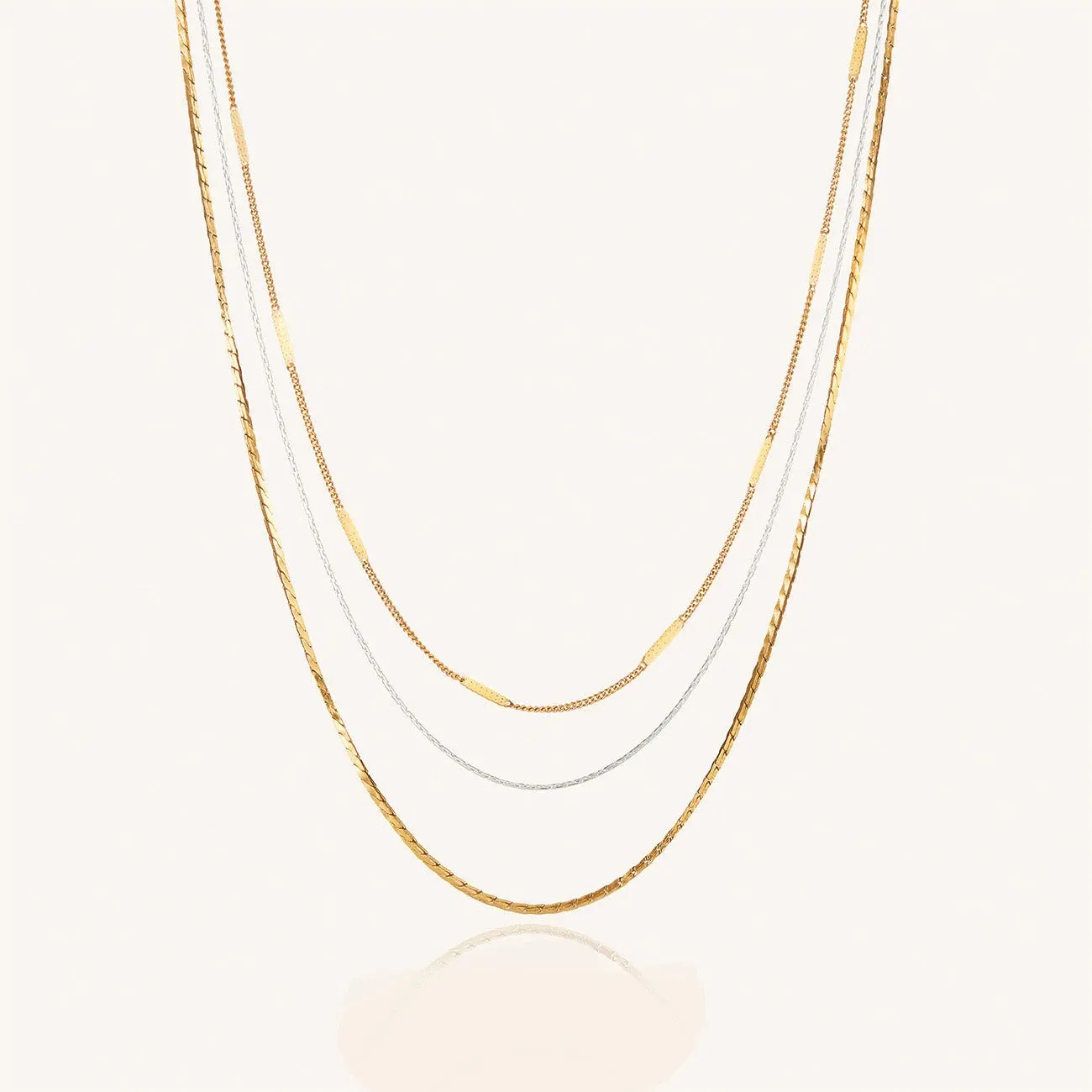 Lido Triple Strand Necklace (Two-Tone)