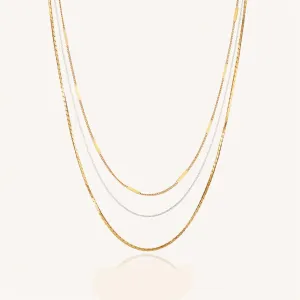 Lido Triple Strand Necklace (Two-Tone)