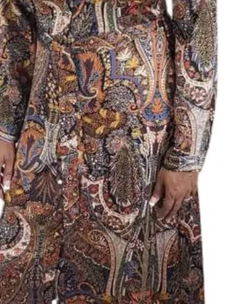 Long Sleeve Maxi Shirt Dress in Paisley | Paisley