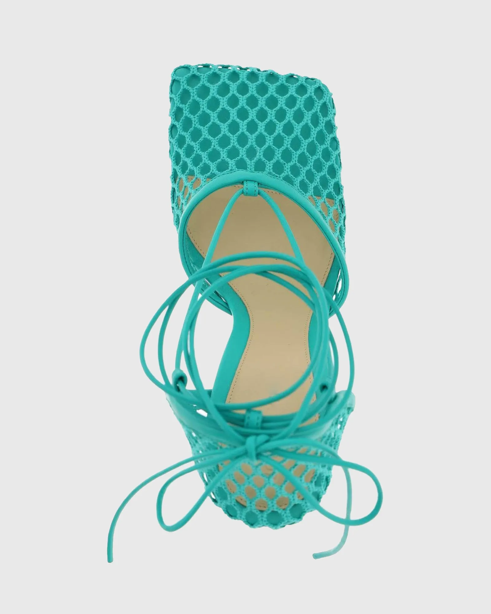 Luca Fishnet Lace up Pumps In Green
