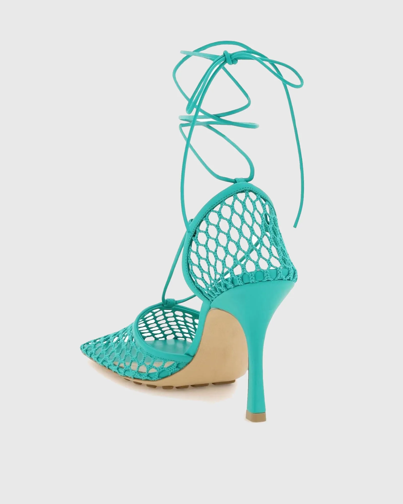 Luca Fishnet Lace up Pumps In Green