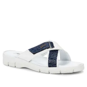 Mauri 5063 Designer Men's Shoes Exotic Skin Ostrich & Frog White Sandals (MA4921)