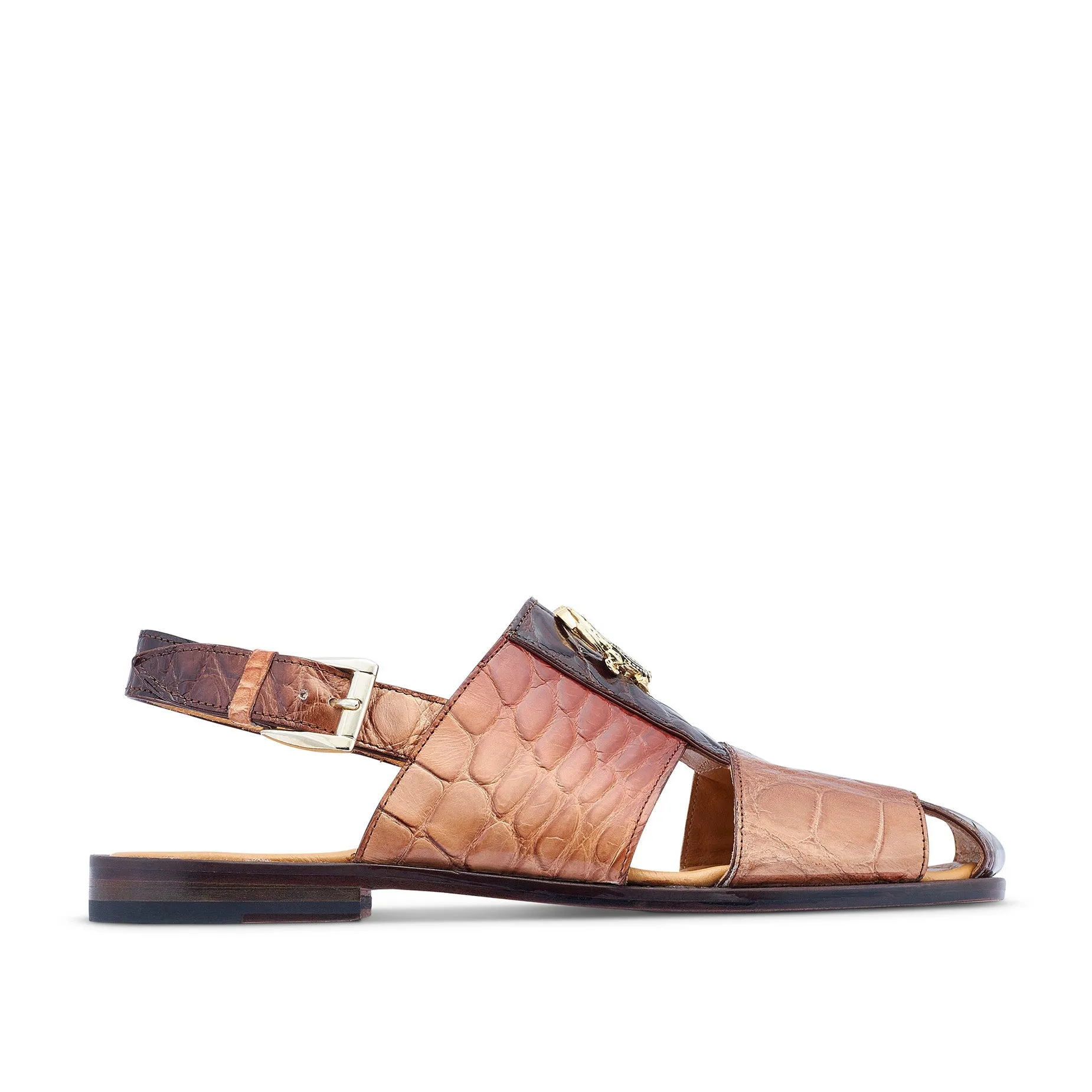 Mauri 5126 Hydro Men's Shoes Multi-Brown & Cream Exotic Alligator Sandals (MA5430)
