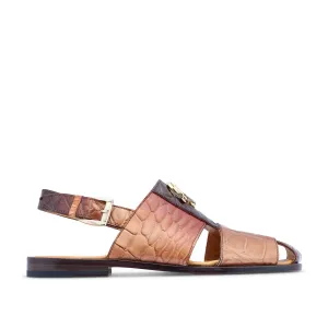 Mauri 5126 Hydro Men's Shoes Multi-Brown & Cream Exotic Alligator Sandals (MA5430)