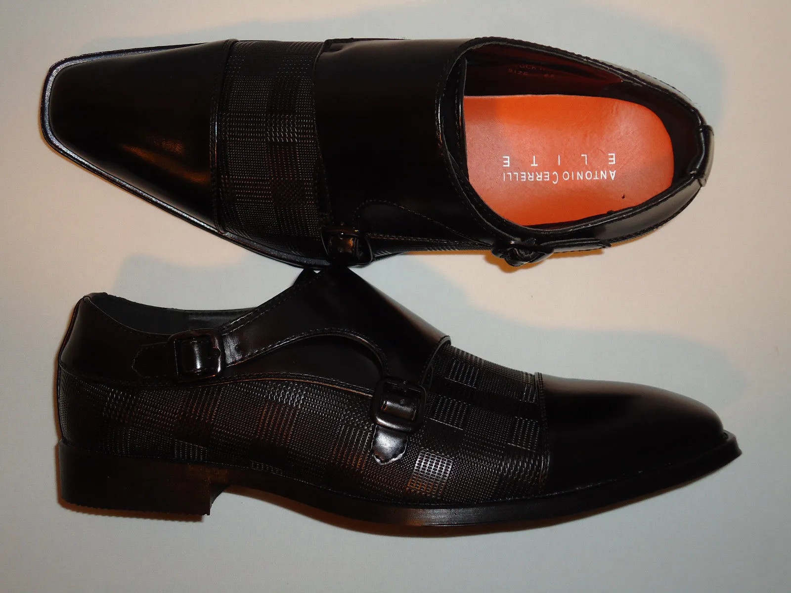 Mens Black Dress Shoes Loafers Elegant Double Buckle Antonio Cerrelli 6670