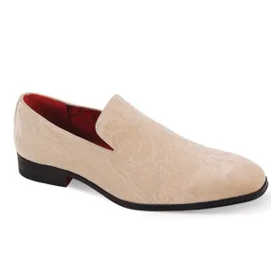 Mens Champagne Beige Baroque Embossed Velvet Dress Loafers Shoes After Midnight 7017