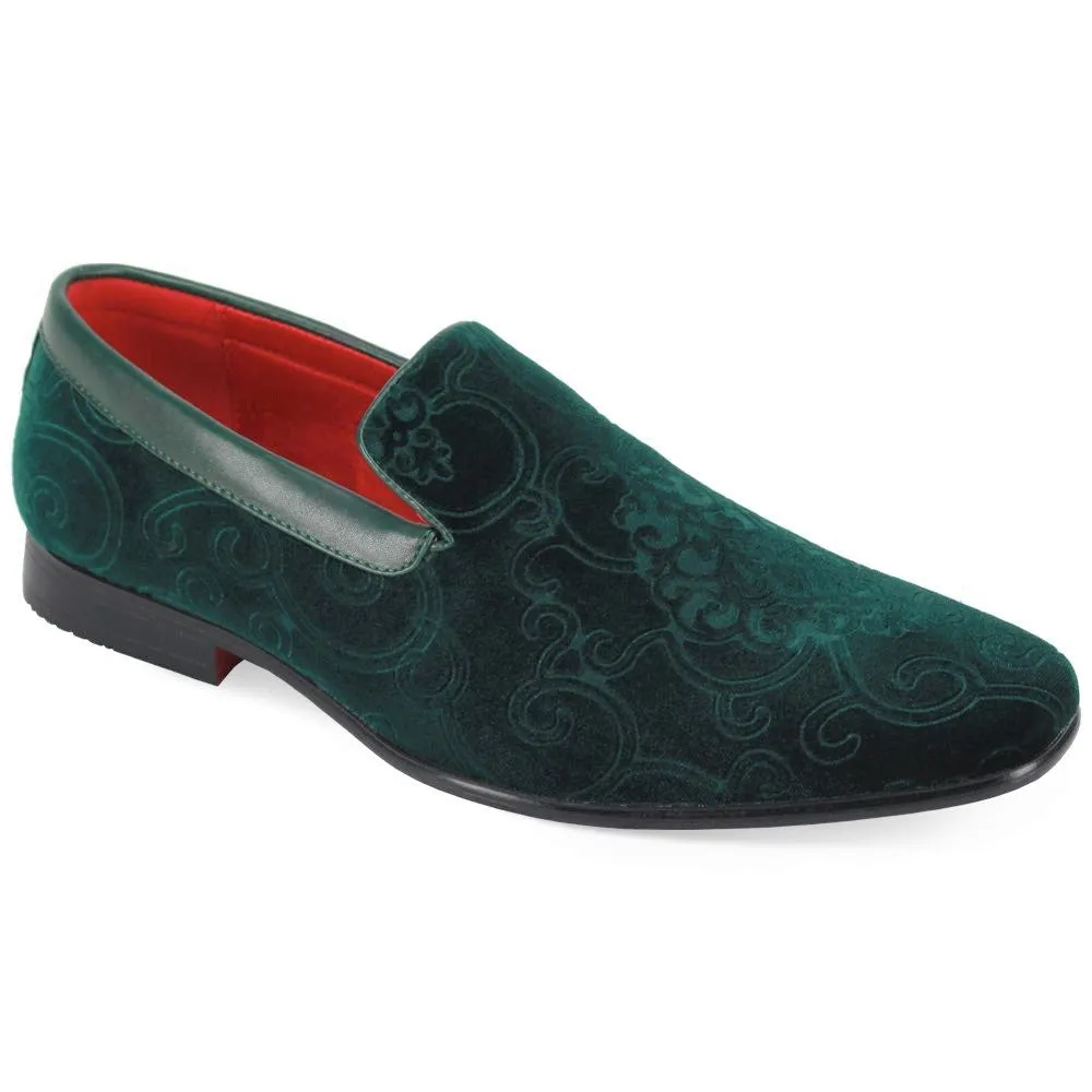 Mens Hunter Green Raised Baroque Velvet Dress Loafers Shoes After Midnight 6910 S
