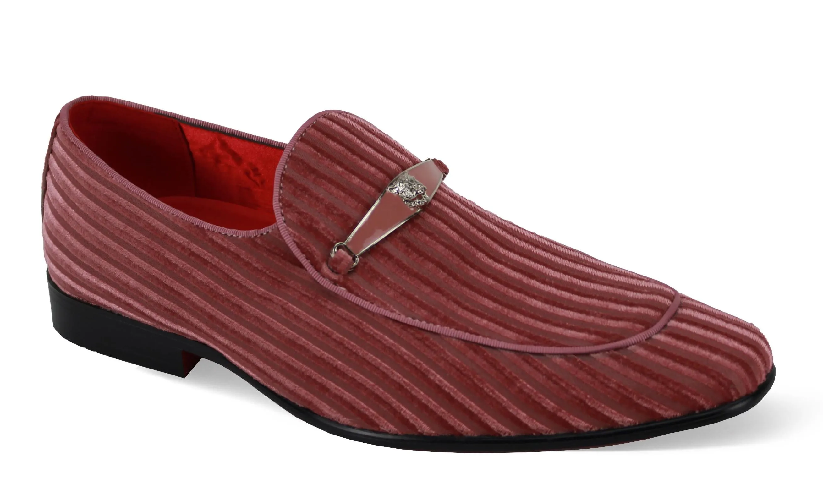 Mens Salmon Blush Corduroy Velvet Loafers Dress Shoes After Midnight 6946 S