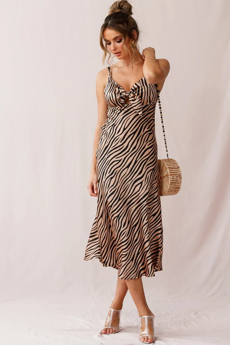 Perfect Day Satin Midi Dress Bronze/Black