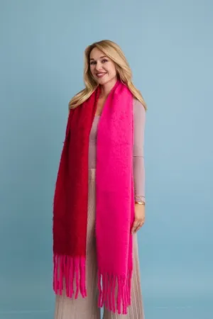 Pink Two Tone Tassel Scarf