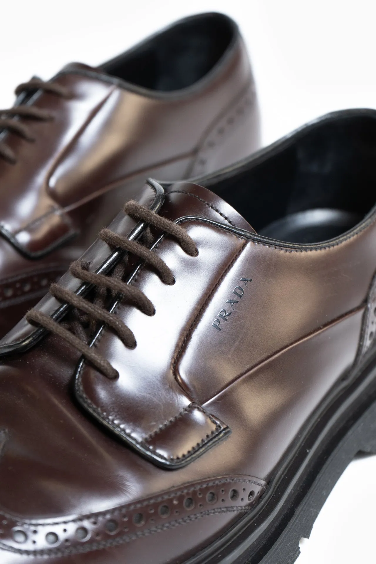 Prada Brogues Shoes In Brown - Size 43