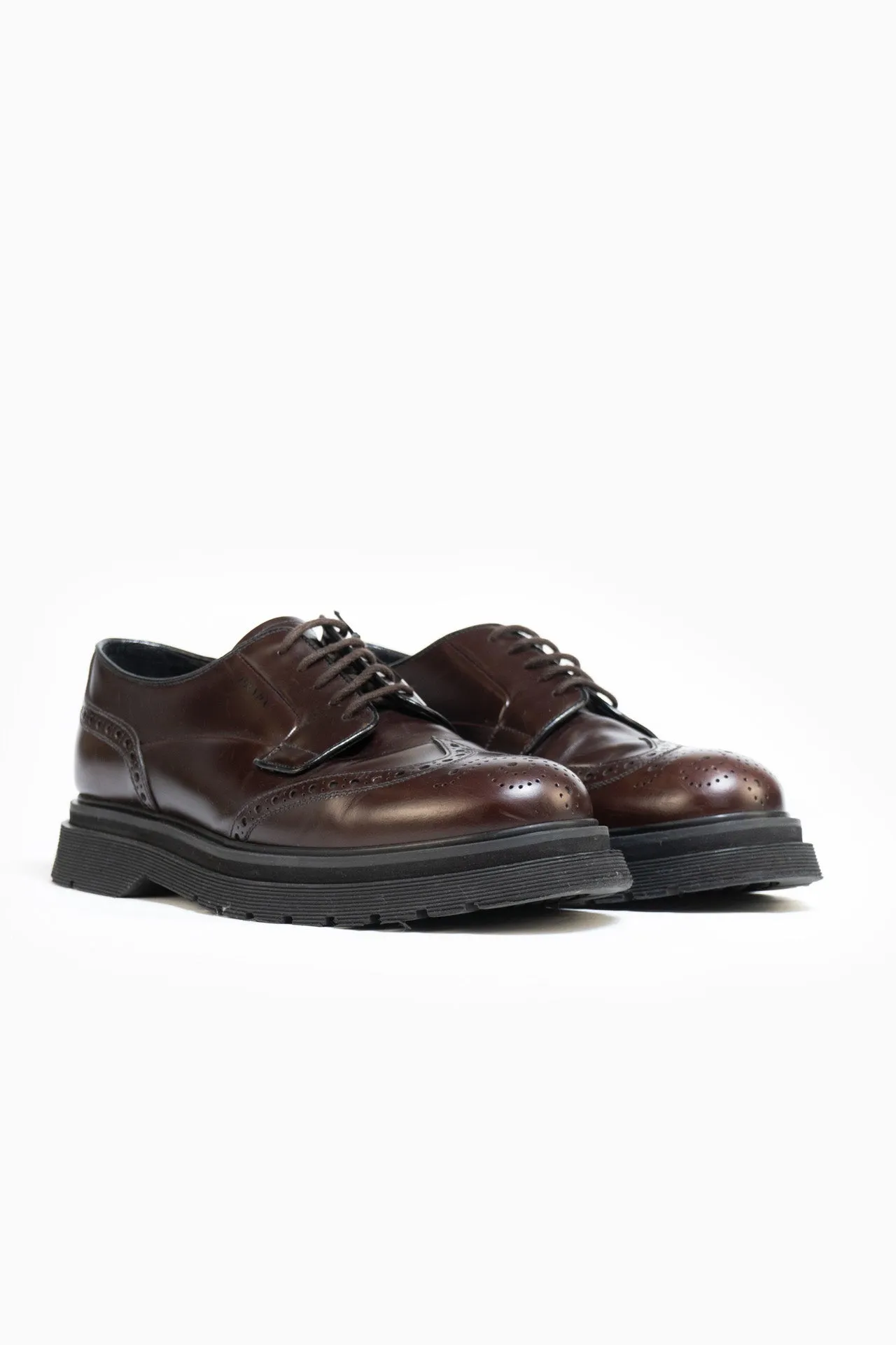 Prada Brogues Shoes In Brown - Size 43
