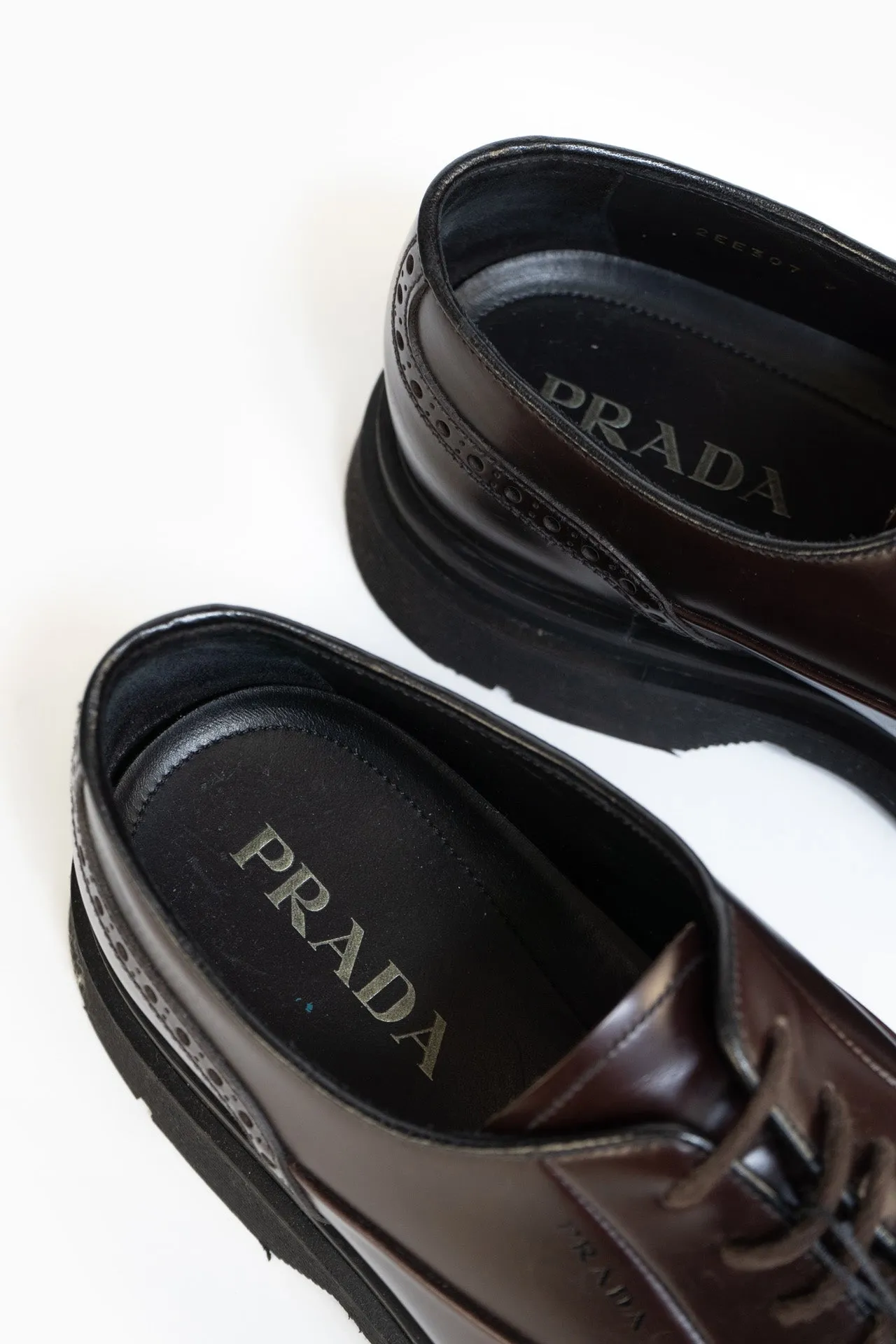 Prada Brogues Shoes In Brown - Size 43