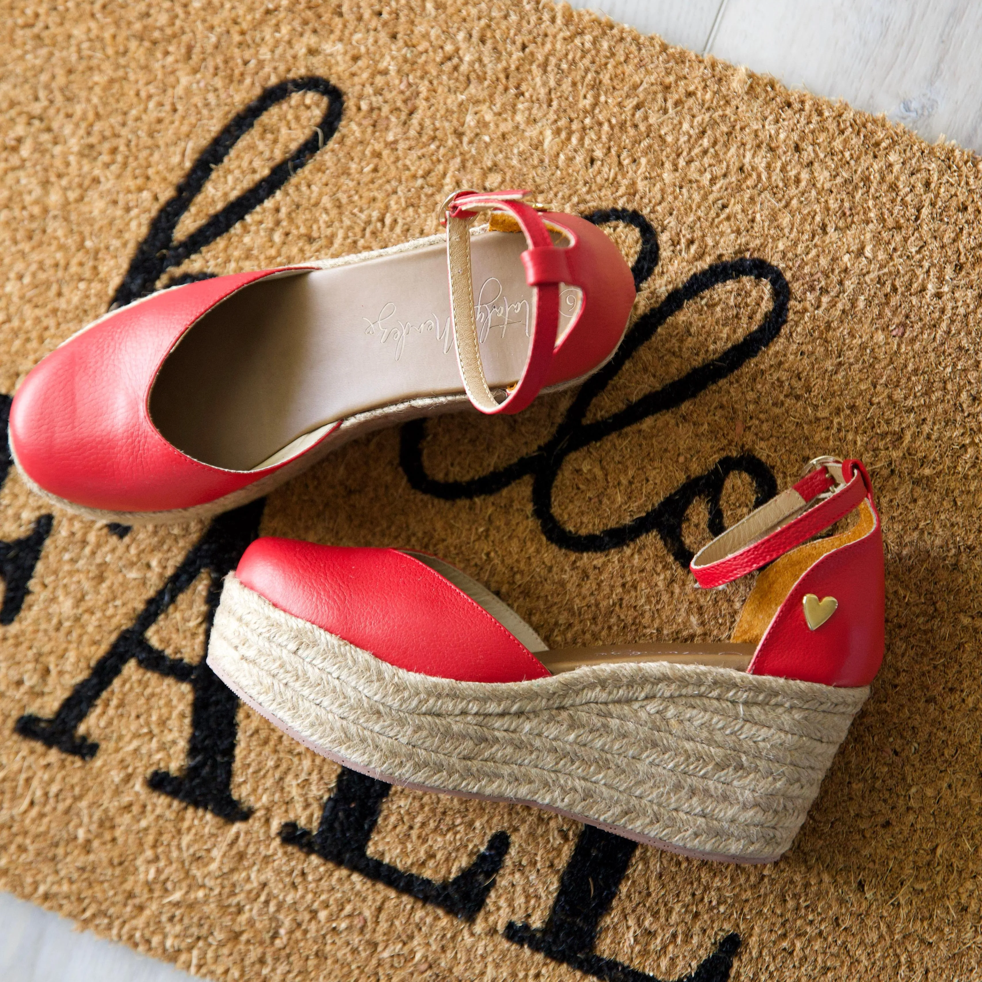 Red Leather Espadrilles  - Low High