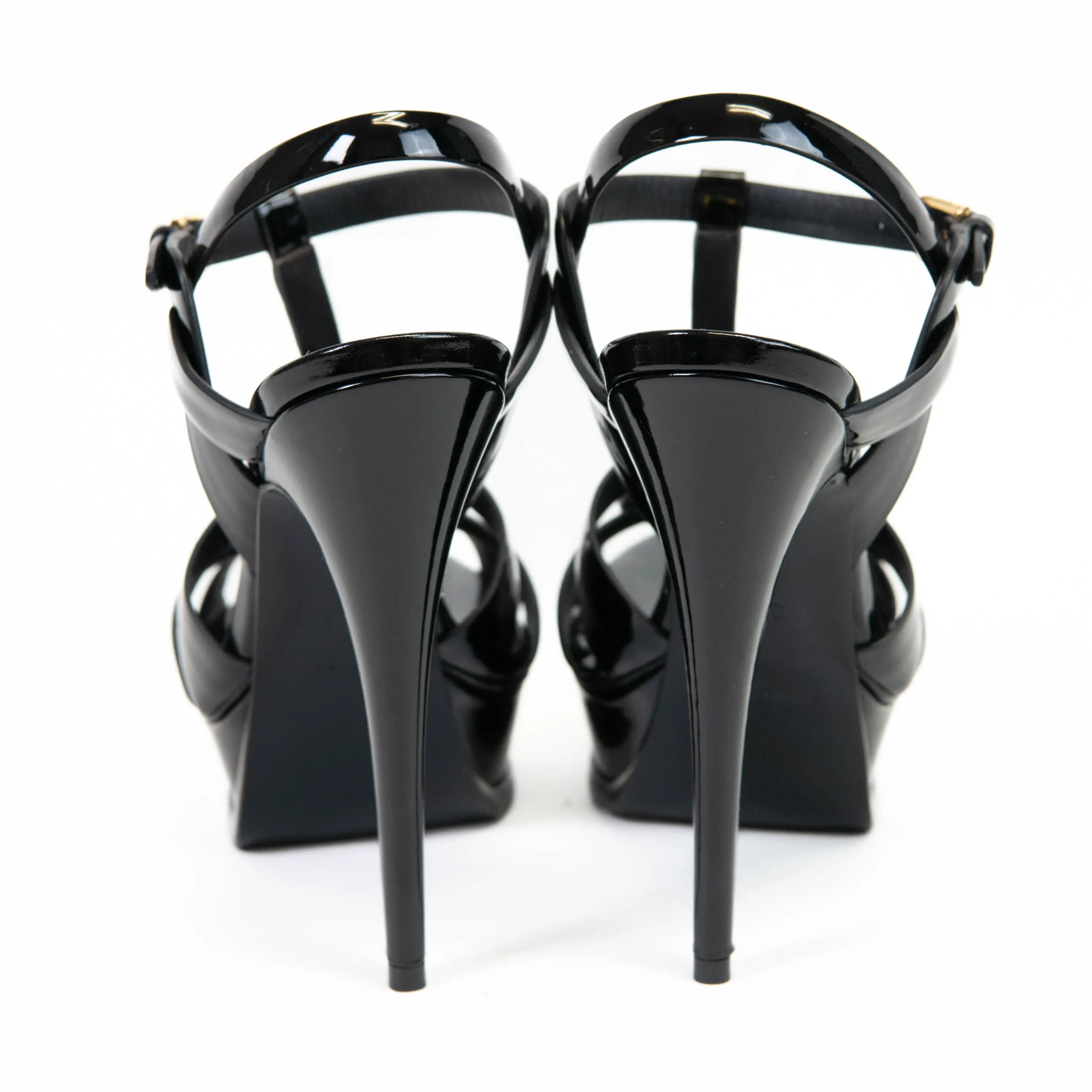 Saint Laurent Black Patent Tribute 105 Platform Sandals 37.5