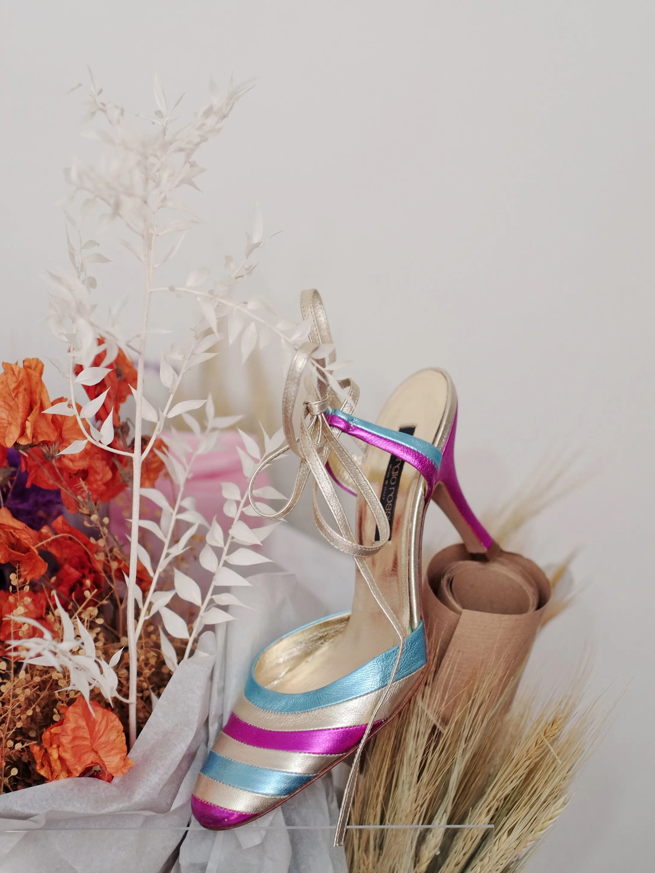Sergio Rossi multi colour exotic sandals (Vintage)