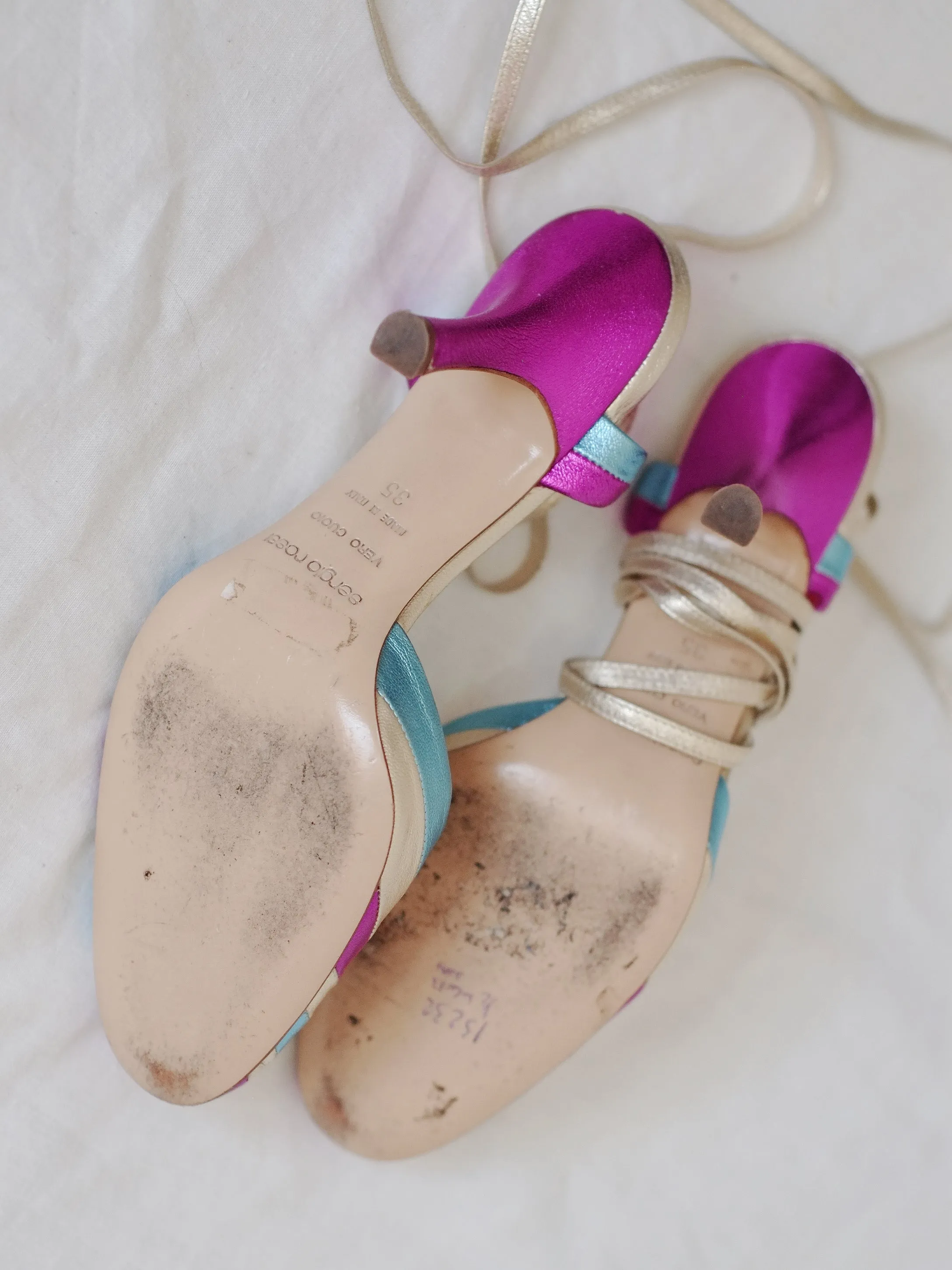 Sergio Rossi multi colour exotic sandals (Vintage)
