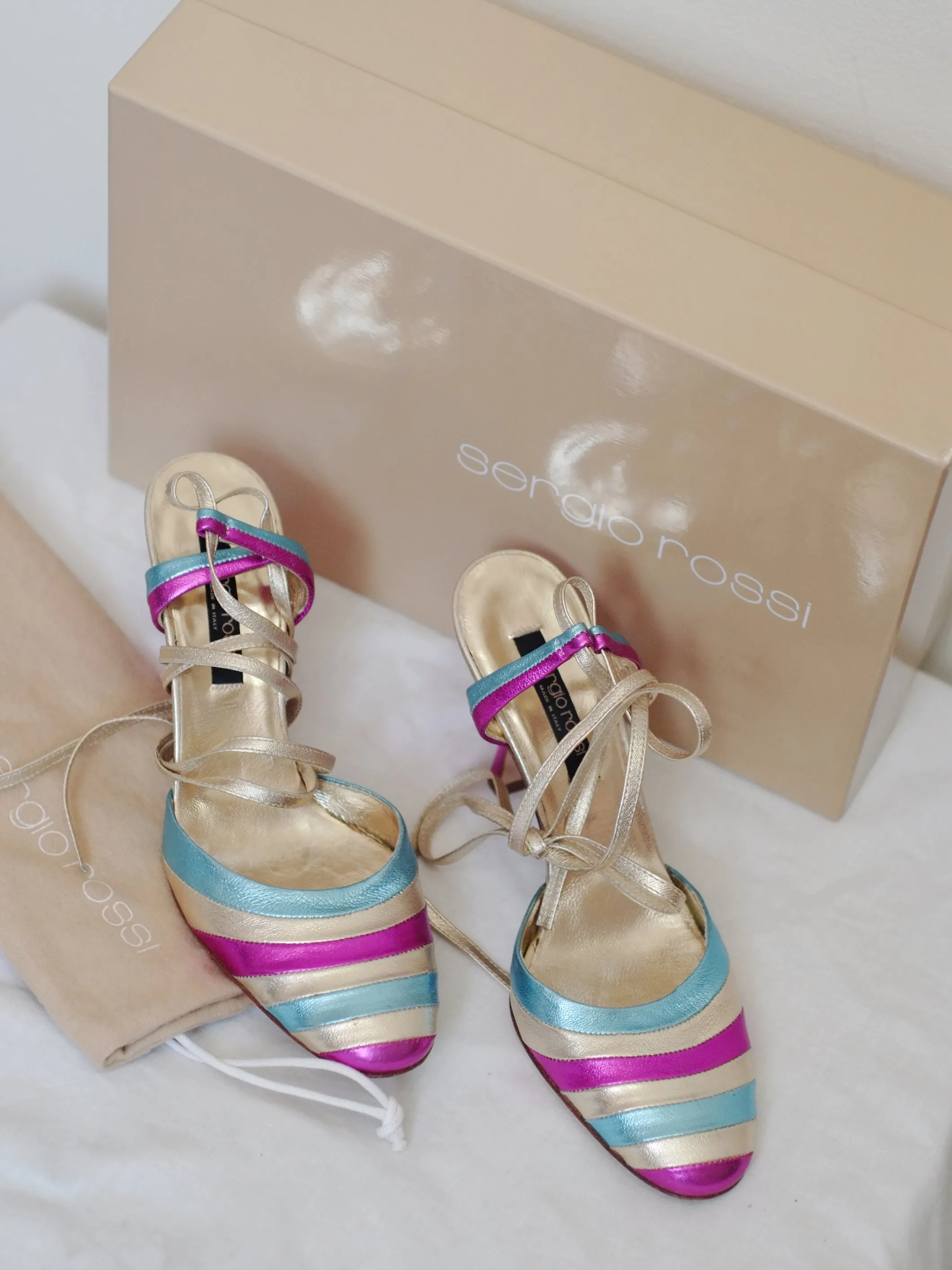 Sergio Rossi multi colour exotic sandals (Vintage)
