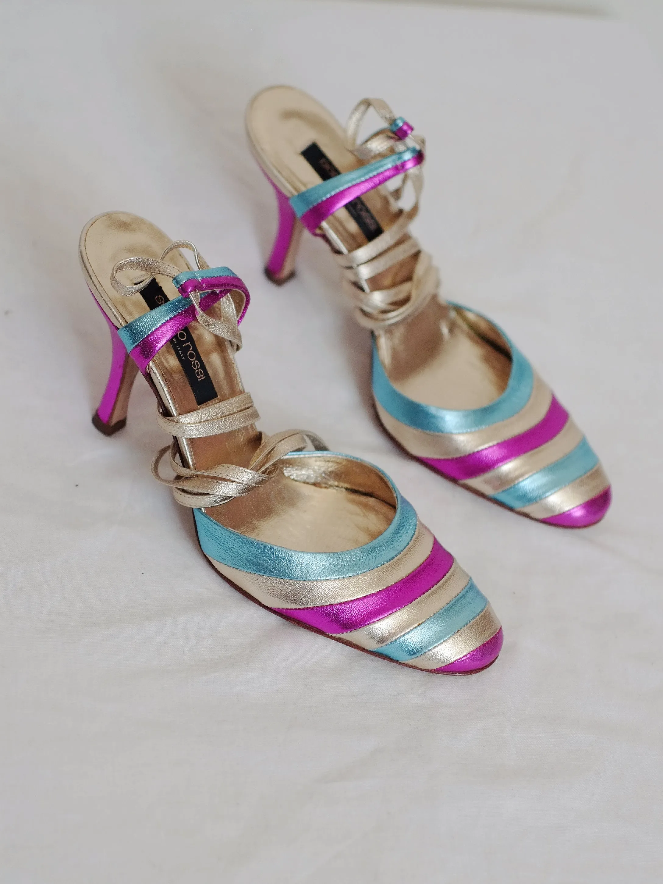 Sergio Rossi multi colour exotic sandals (Vintage)
