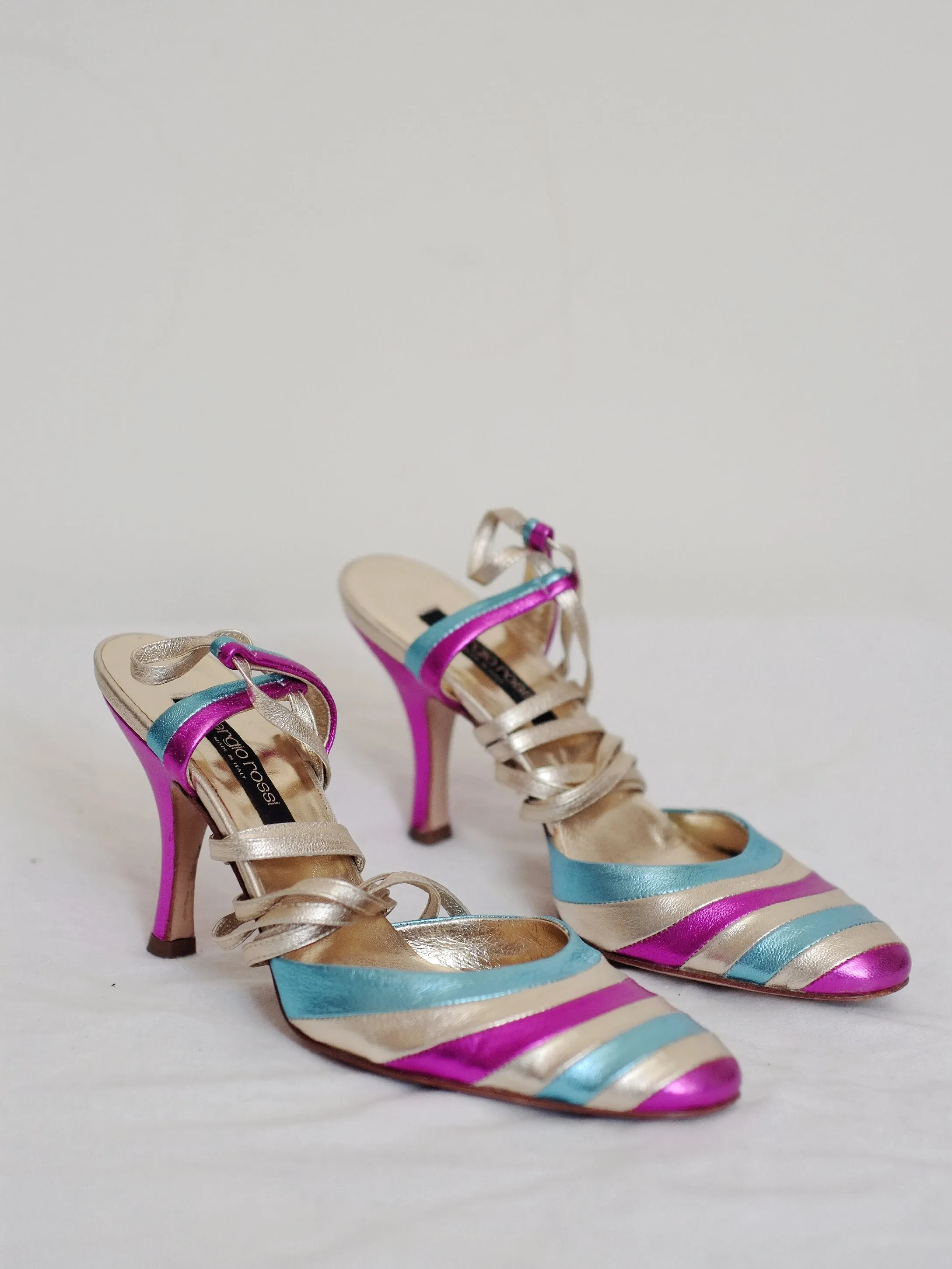 Sergio Rossi multi colour exotic sandals (Vintage)