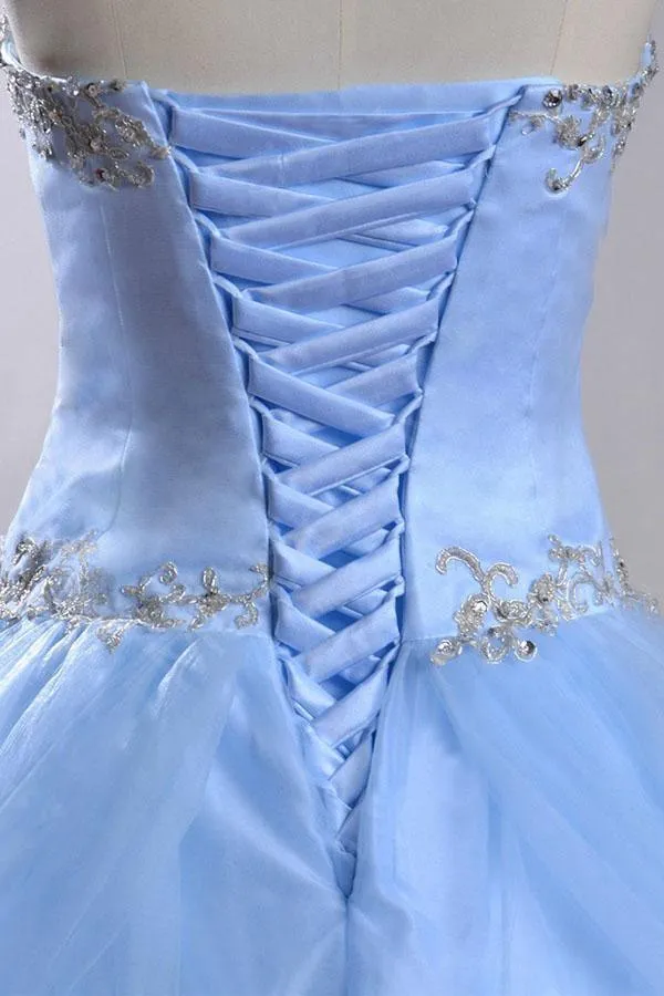 Sweetheart Sleeveless Light Blue Beading Wedding Dress With Beading  WD169