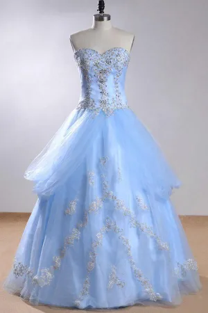Sweetheart Sleeveless Light Blue Beading Wedding Dress With Beading  WD169