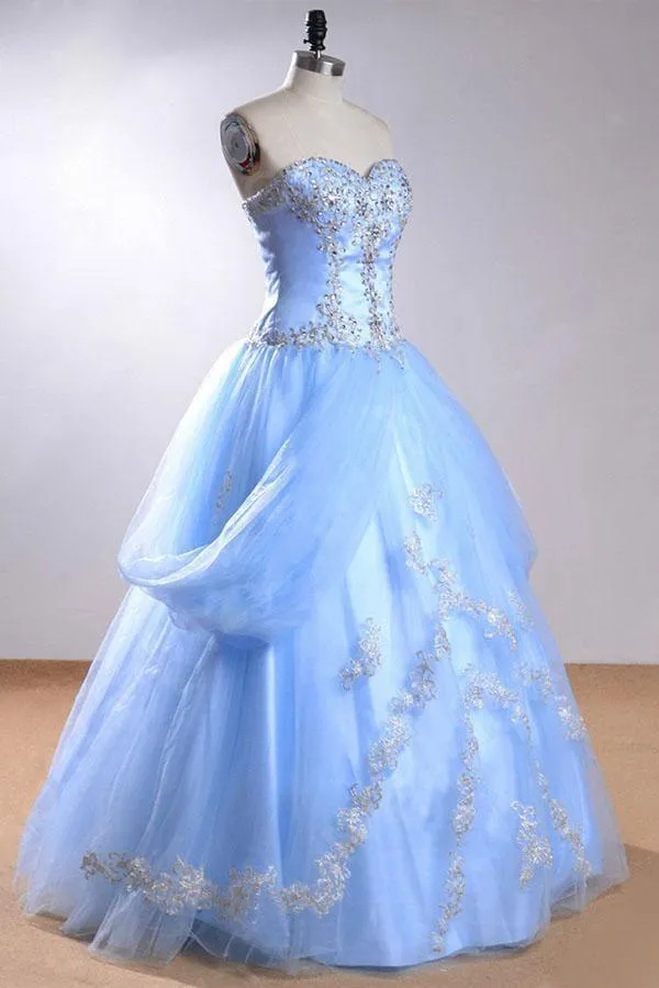 Sweetheart Sleeveless Light Blue Beading Wedding Dress With Beading  WD169