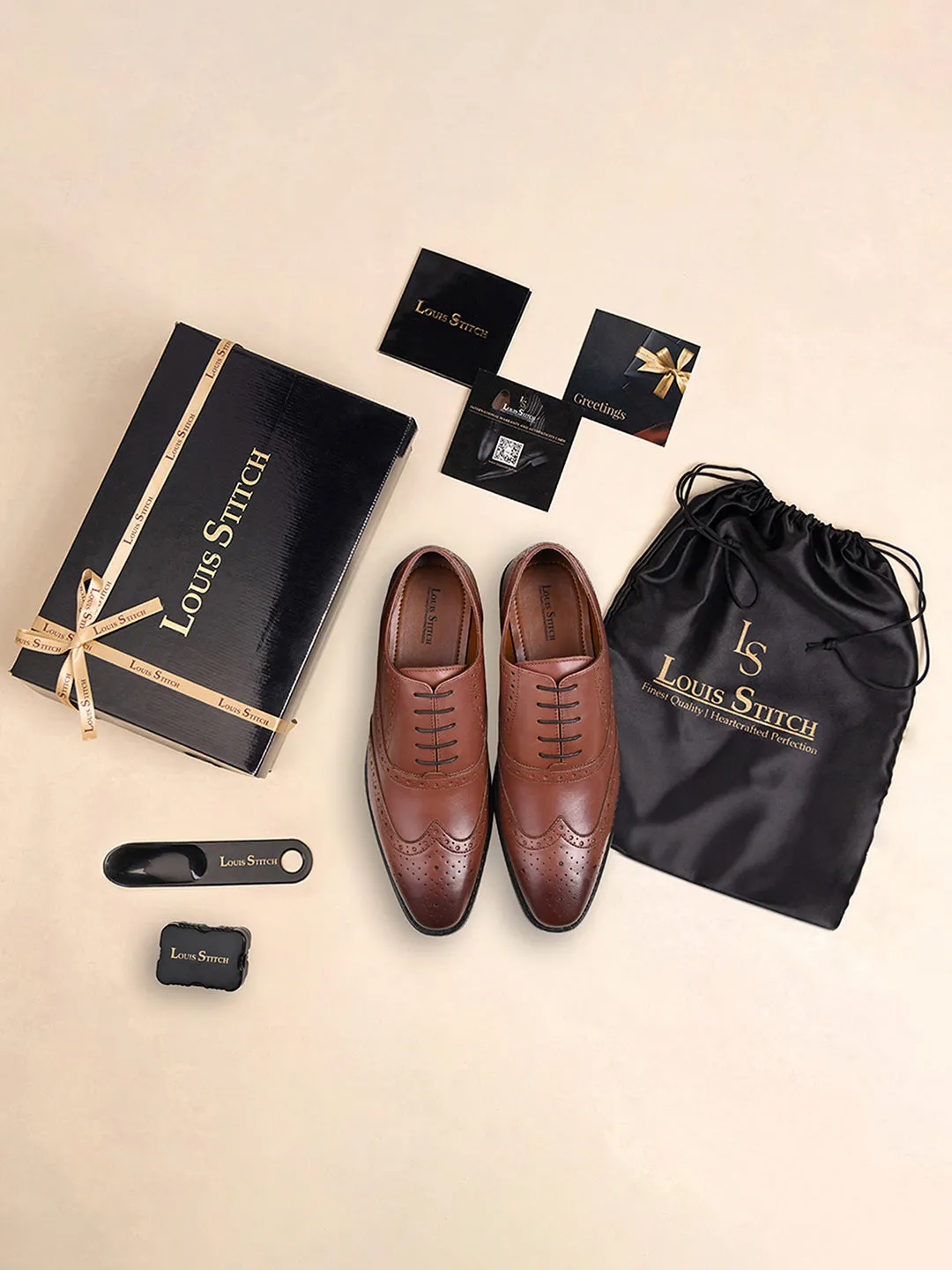 Tan Egyptian Crust Leather Wingtip Brogue Shoes