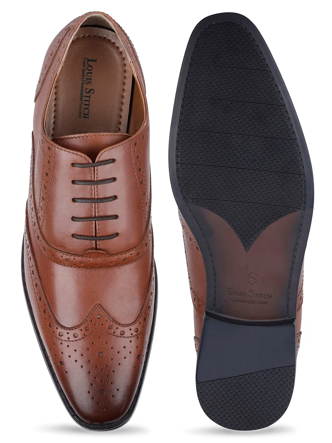 Tan Egyptian Crust Leather Wingtip Brogue Shoes